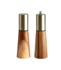 Wood & Brass Salt & Pepper Set