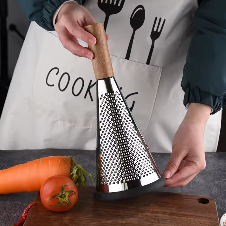 Grater with wooden handle
