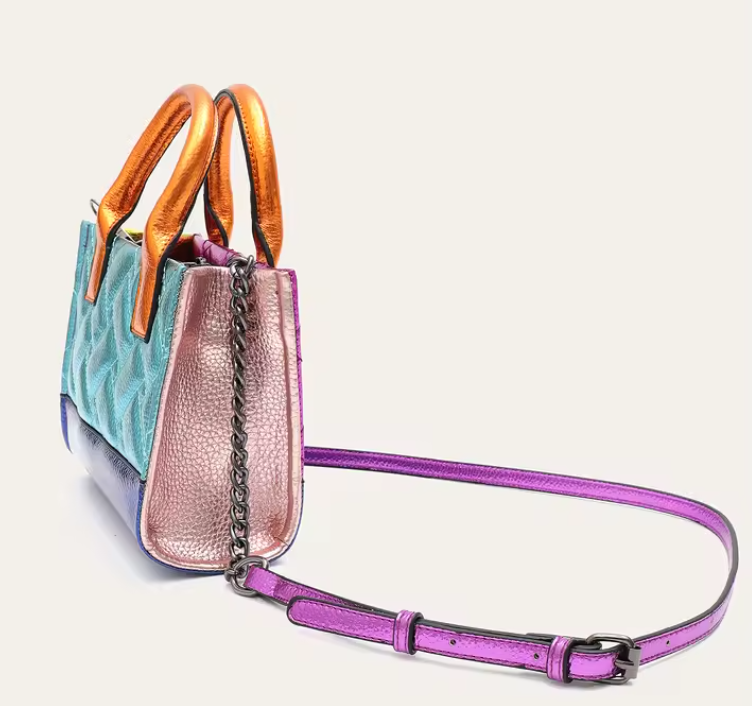 Multi coloured metallic bag