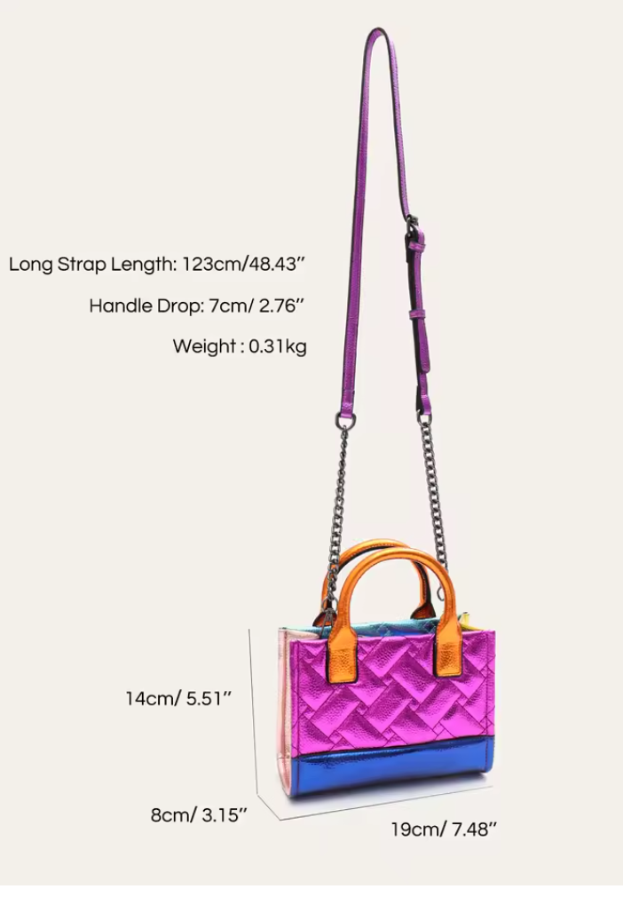 Multi coloured metallic bag